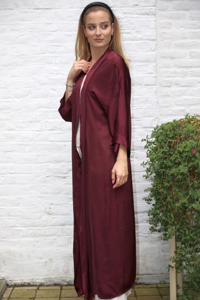 Long satin coat Kais nm100