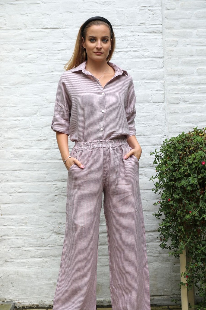 Gestreepte linnen broek Kelsang nm100