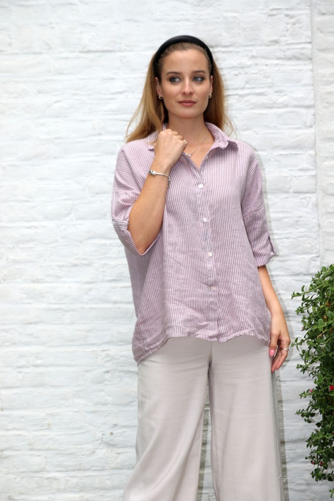 Gestreepte linnen blouse Kyrian nm100