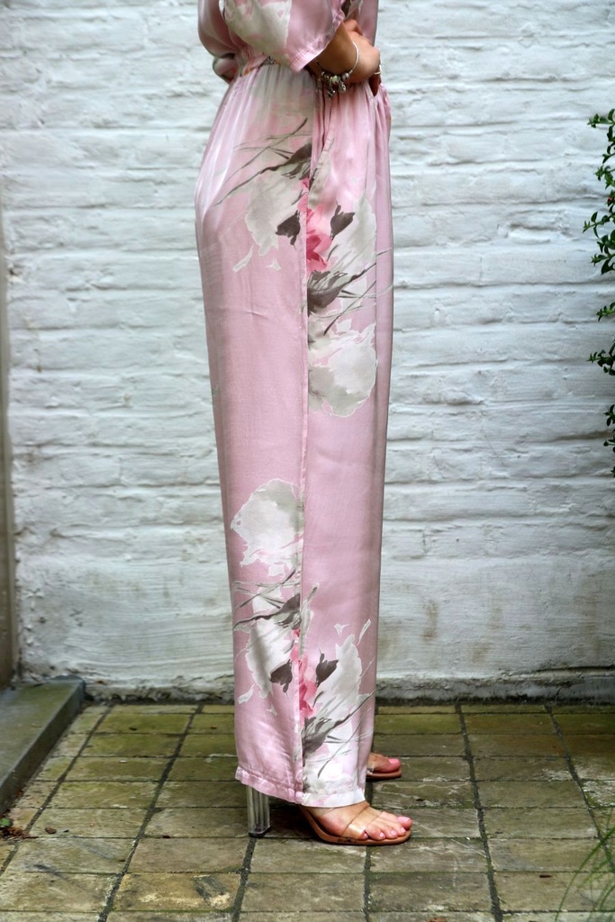 Satijnen gebloemde broek Jonny nm100 XL anemonen