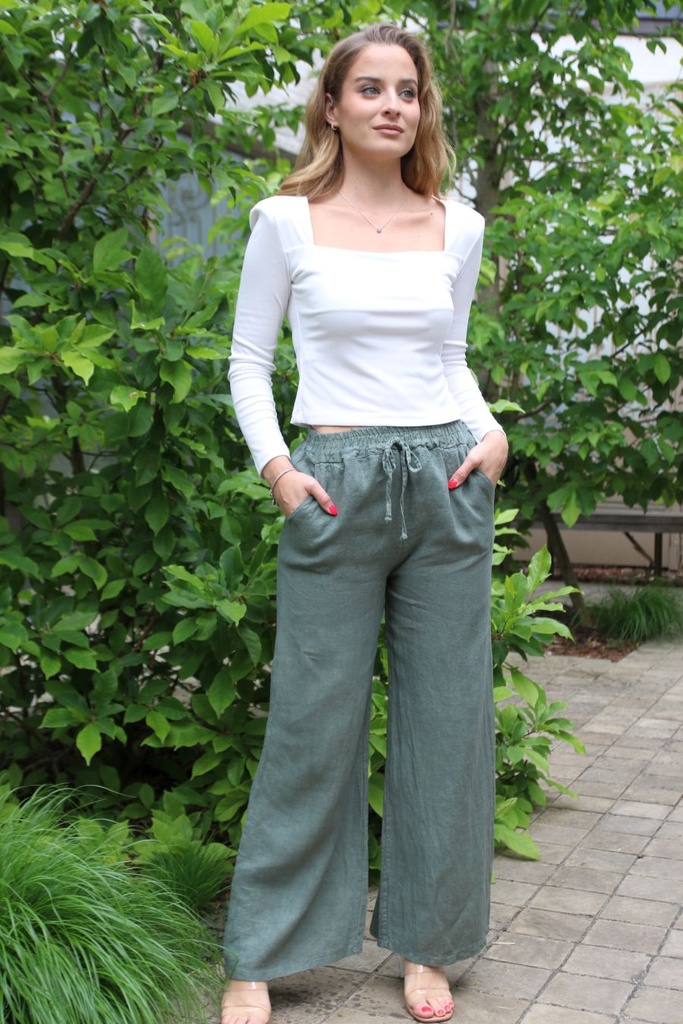 Linen pants Jullian nm1010 linen stretch waist