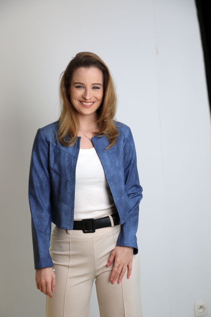 Eco leren jacket Mees denim print nm50