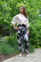 Pantalon évasé en soie Jess-Lynn nm99 imprimé floral