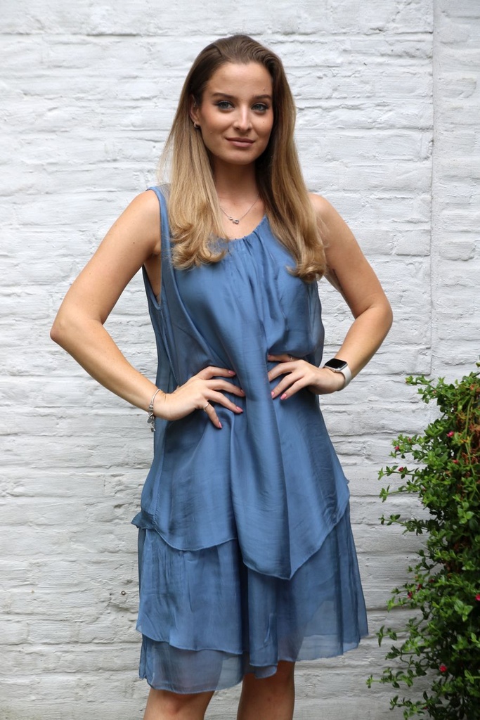 Silk overgown Liam nm99 frilled open neck double layer