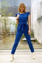 Jumpsuit Laura crepe volantmouw smalle pijp taille met sprinplooien