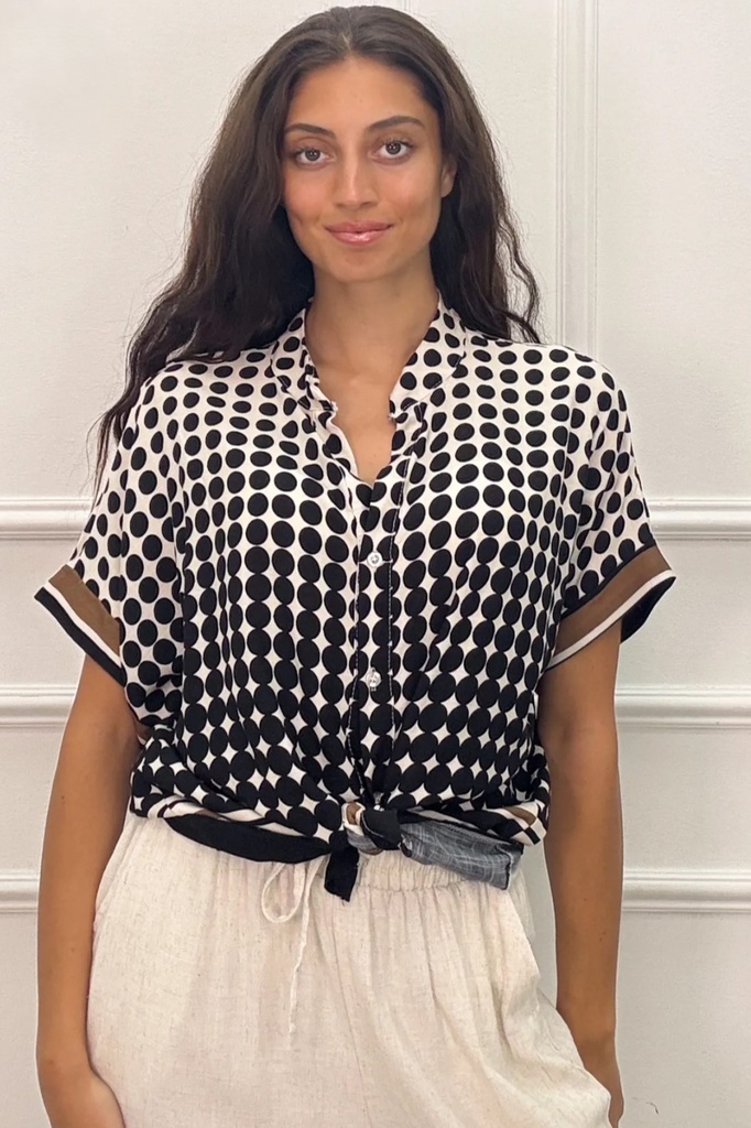 Blouse Lisanne nm100 dots Tunisian collar
