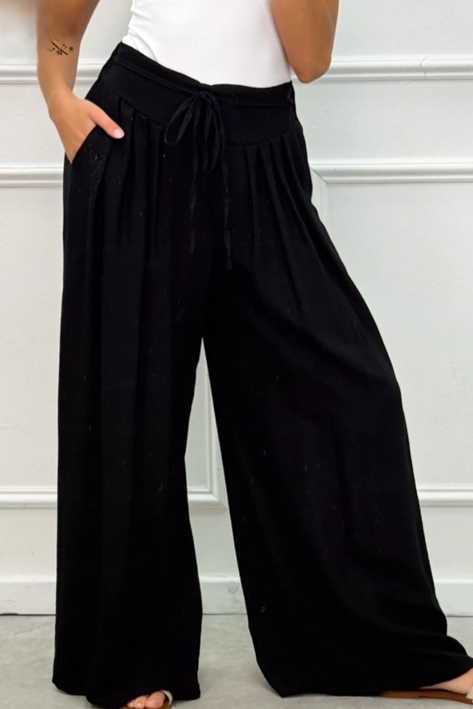 Pantalon flare Leon nm87 8 plis sautés ceinture large