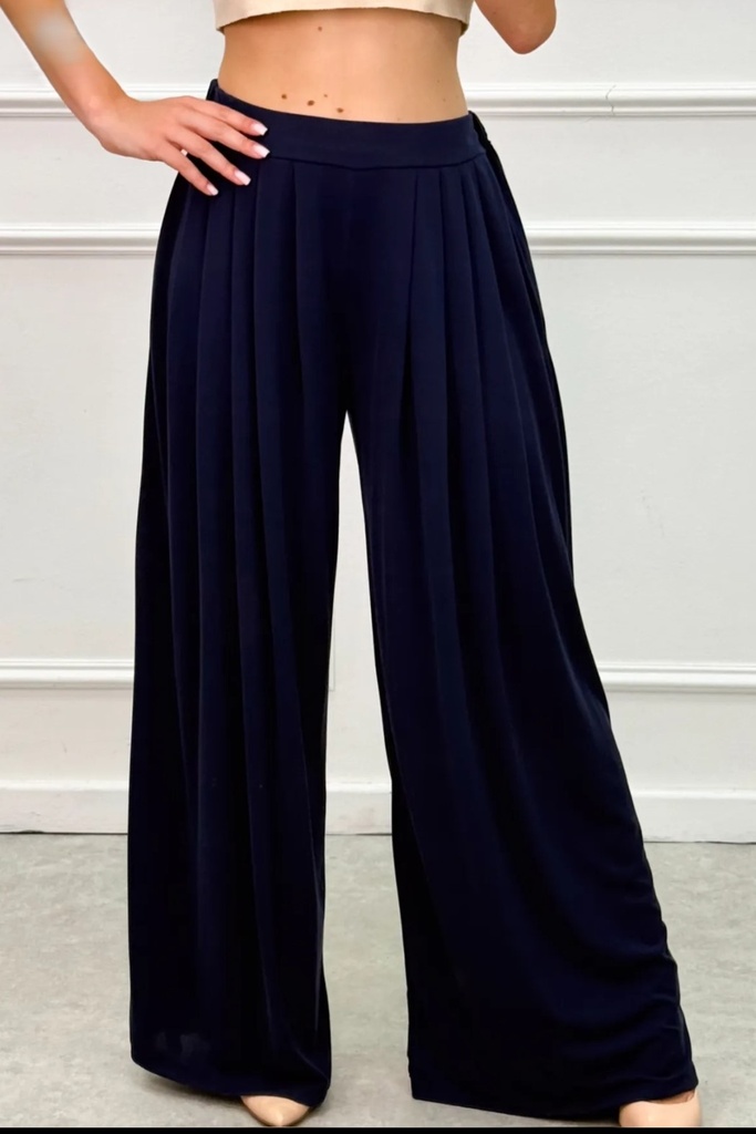 Flare pants Lise nm60 10 jump pleats insert pockets viscose jersey