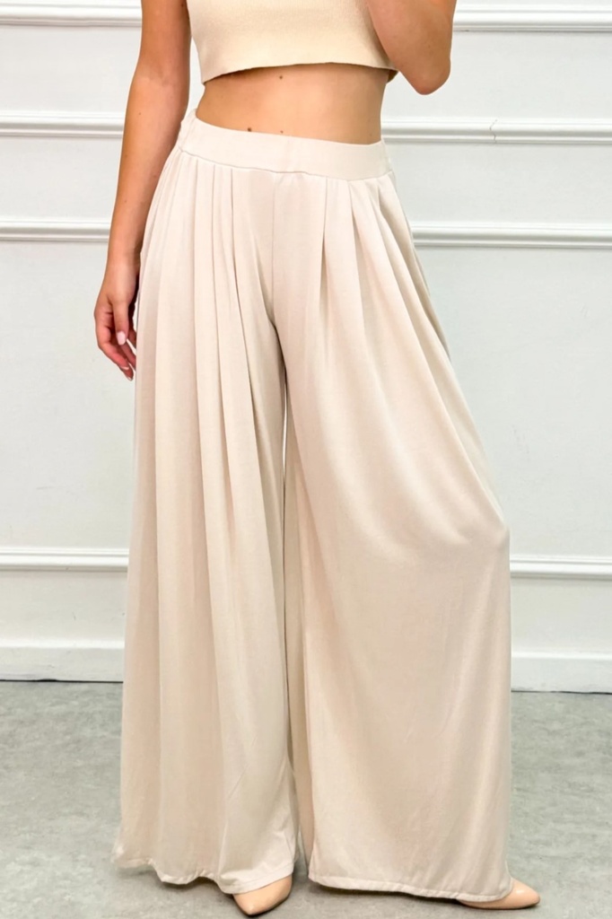 Flare pants Lise nm60 10 jump pleats insert pockets viscose jersey
