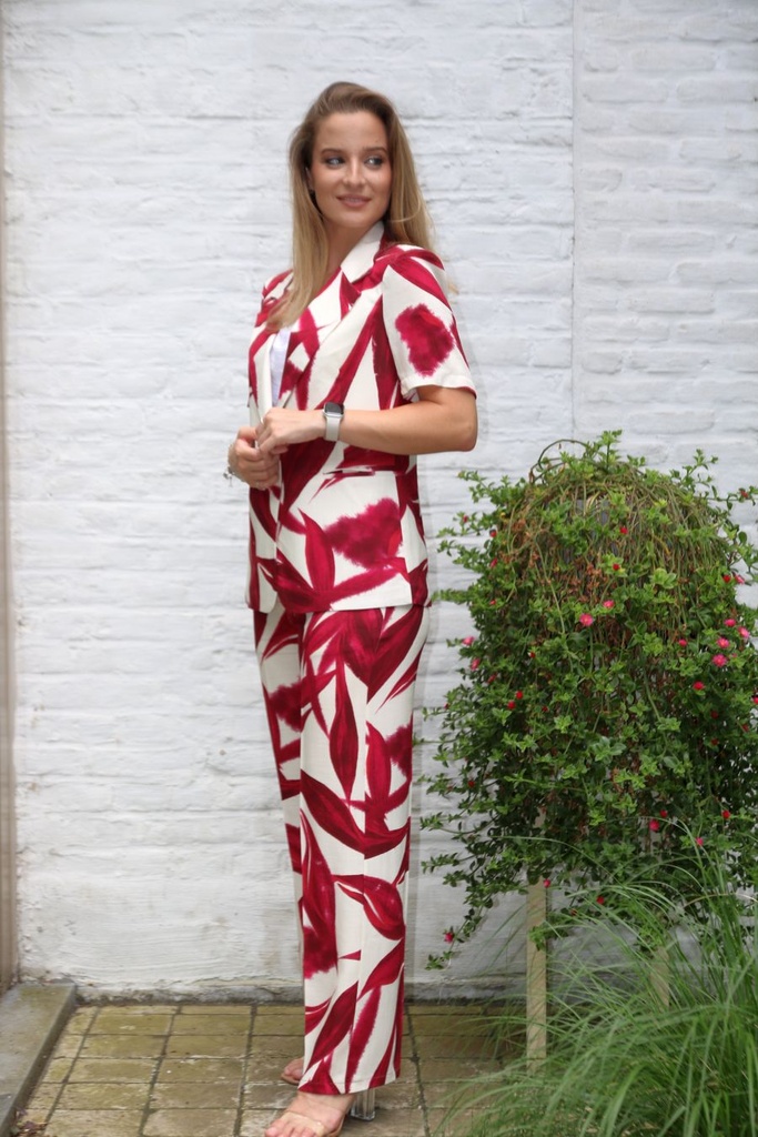 Cardigan et pantalon Lucy nm100 imprimé feuilles