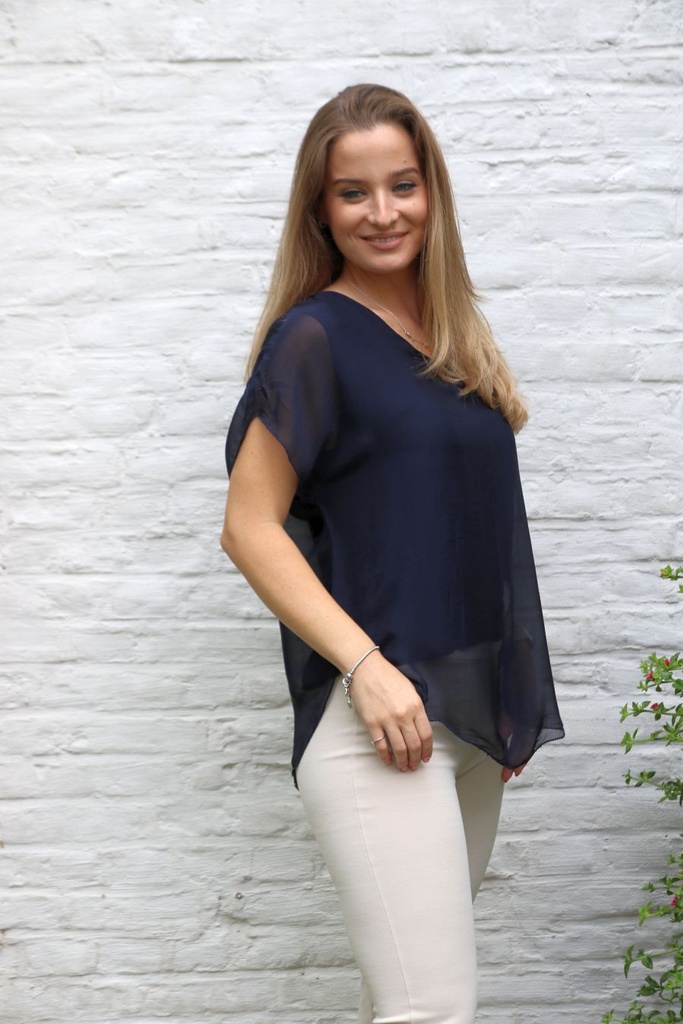 Silk blouse Lux nm100 V-neckline