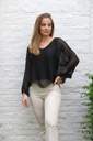 Blouse en soie Liza nm100 V&V col manches chauve-souris