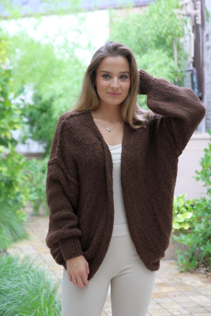 Cardigan en tricot Louay nm18 gros points de couture superposés