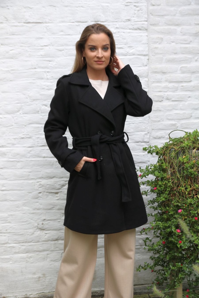 Veste 7/8e Lune double rangée de boutons et col pointu