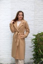Long coat Liene large pointed collar diagonally ribbed fabric
