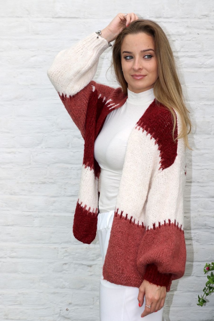 Cardigan Lorena nm18 jacquard à larges rayures