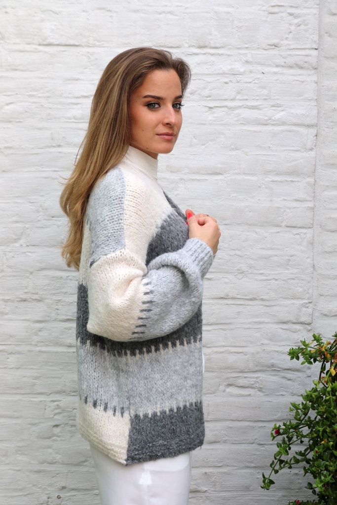 Cardigan Lorena nm18 wide stripe jacquard