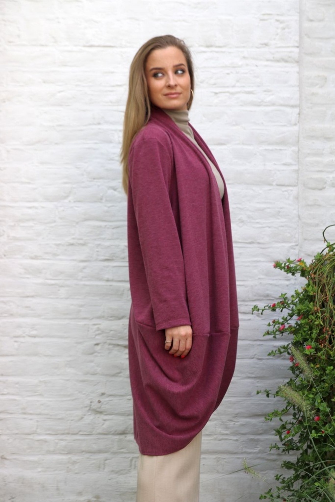 Tricot jas Leander nm28 sjaalkraag afgeronde zoom
