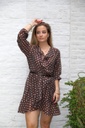 Jurk Liana nm85 tencel bolletjes V dubbele volant enveloprok