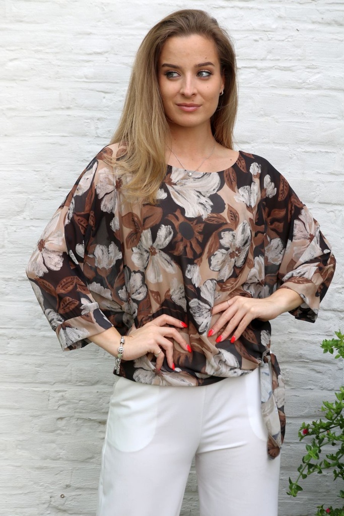 Bloemenblouse Marcel met taillestrik nm48