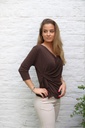T-shirt Lima nm80 gekruiste gedrapeerde V-hals met doorsteek 