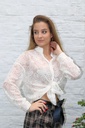 Blouse Lissy kant bloemmotief Tunesische kraag 