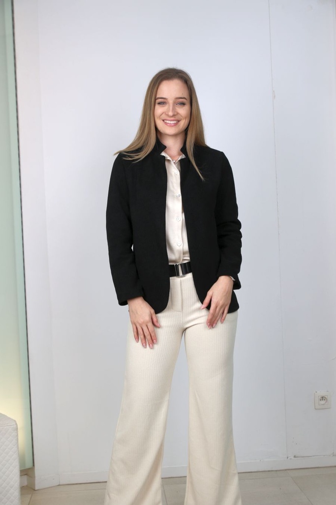 Vest Liora reverskraag geribde elastische veloursjersey