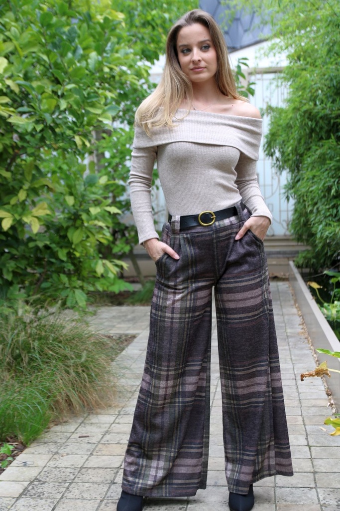 Loraine nm12 XL schotse ruit flarebroek flanel jersey