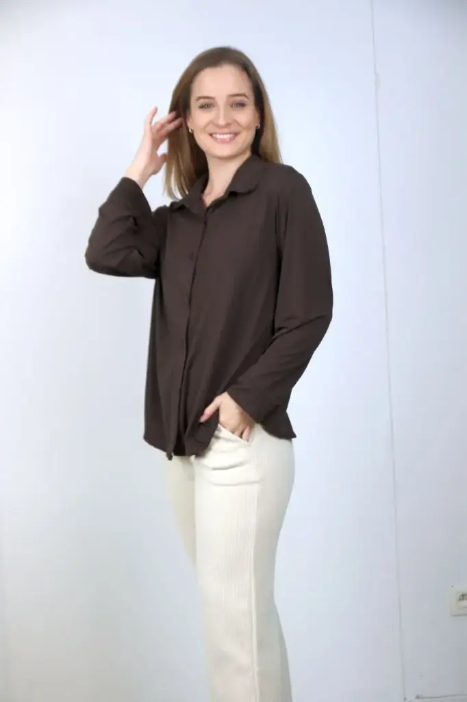 Jersey blouse Leonoor nm20 viscose jersey polokraag 