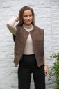 Mouwloze vest Lorraine gekookte wol look kraagloze hals