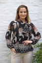 Blouse Luis nm43 bladprint opstaande kraag met jabot 