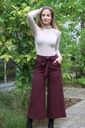 Flare broek Latifa nm38 fijn geribd taillebinder met strik