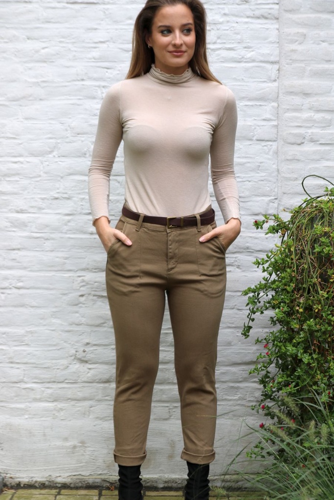 Broek Lumen nm97 pique schuin insteekzakkeneco leren riem