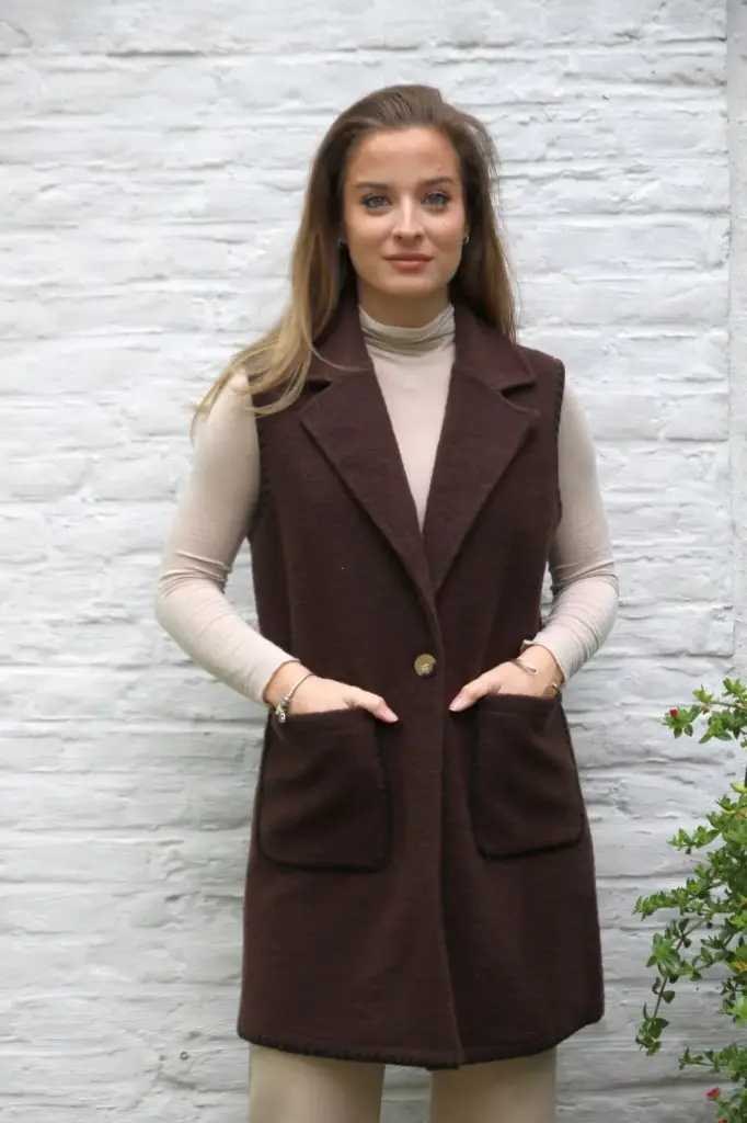 Mouwloze wol-look jas Mandy nm50