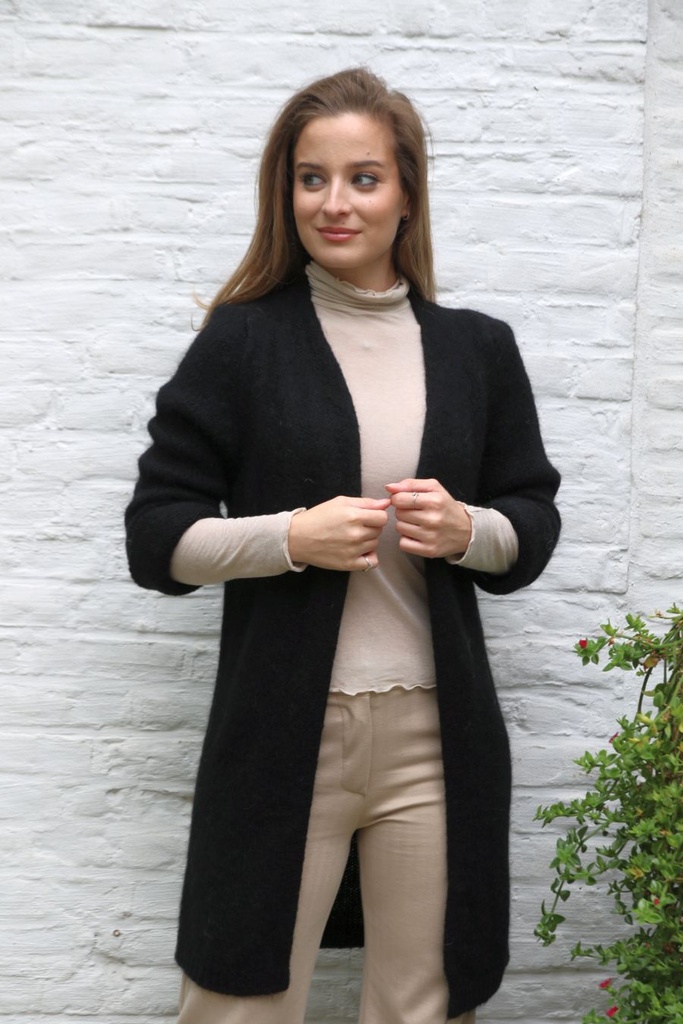 Tricot half lange jas Leticia nm30 kraagloos bevat mohair  