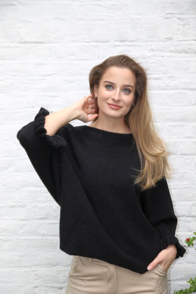 Pul Loue m25 vleermuismouw manchetvolant open hals 