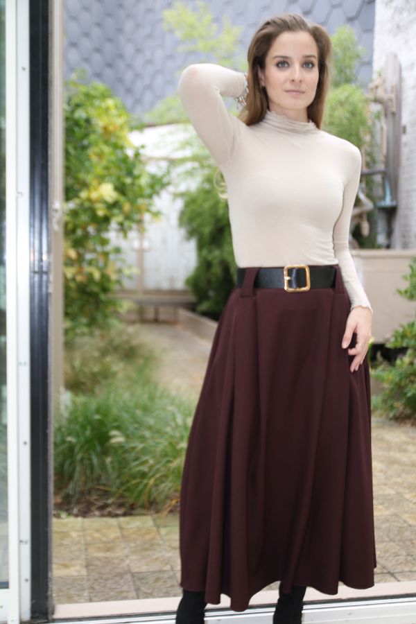 Klokrok Nick halflang met lederen taillebinder 