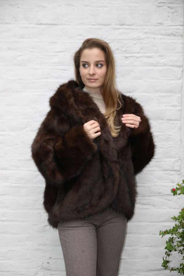 Korte jas Maren ecopels met capuchon