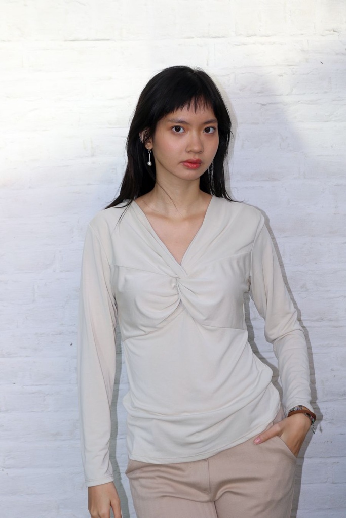 Blouse Nout met v-hals geknoopte twist 