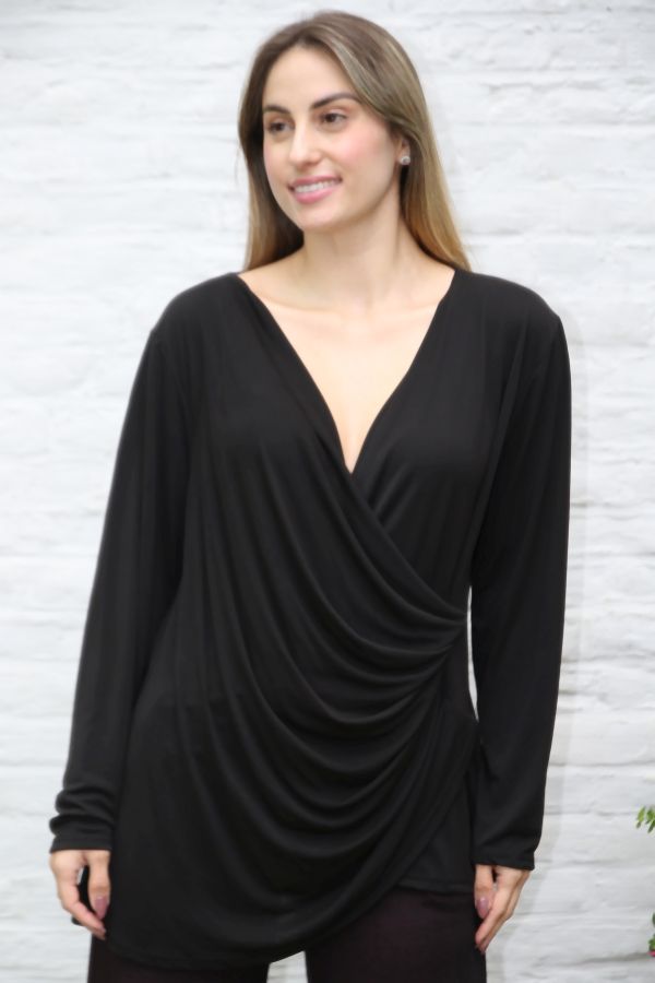 Blouse Nadine diepe v-hals drapage