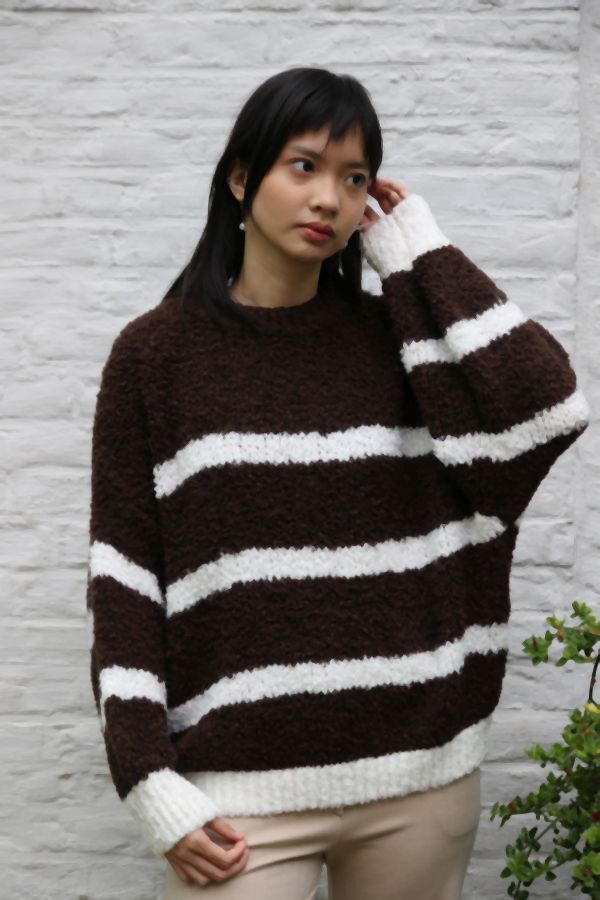 Gestreepte bouclé-pull Mahir nm20