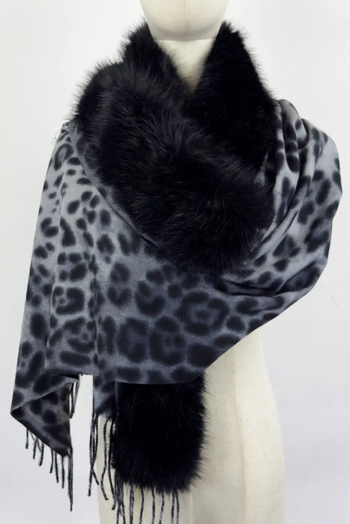 Sjaal Milana met panterprint en ecopels nm50