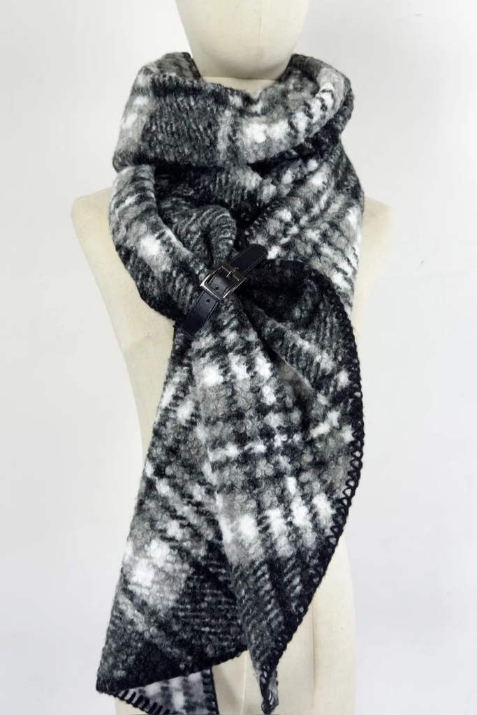 Geruite bouclé sjaal Maher nm100