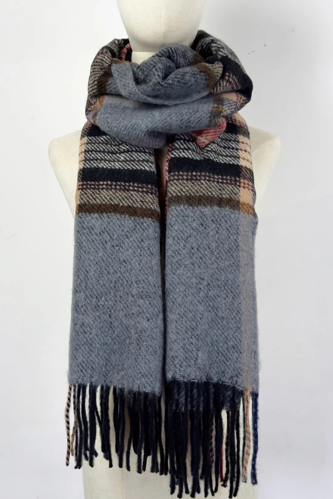 Veelkleurig geruite sjaal Melisa met franjes nm100