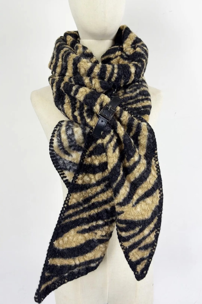 Sjaal Nicole nm100 bouclé tijgerprint