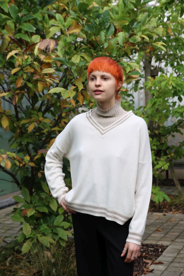 Tricot pull Nada nm80 v-hals bicolor 