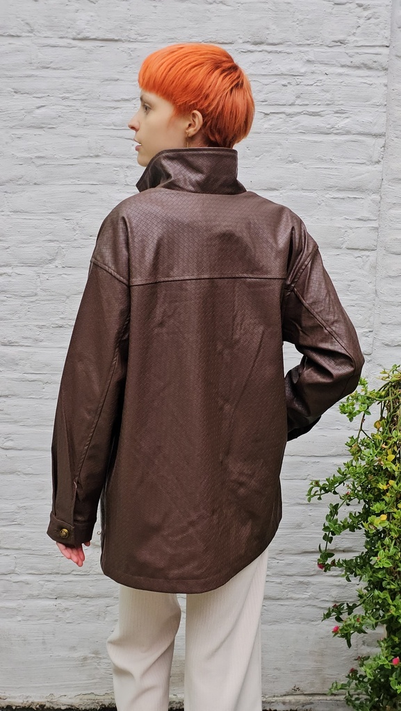 Jas Nassim eco leer reverskraag gouden knopen
