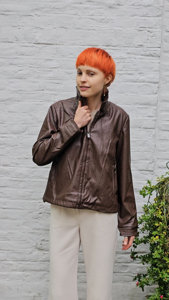 Nicolas korte jacket eco leer ritssluiting