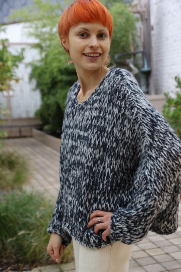 Pull Nikola nm26 ronde hals ajour lintsteek bicolor