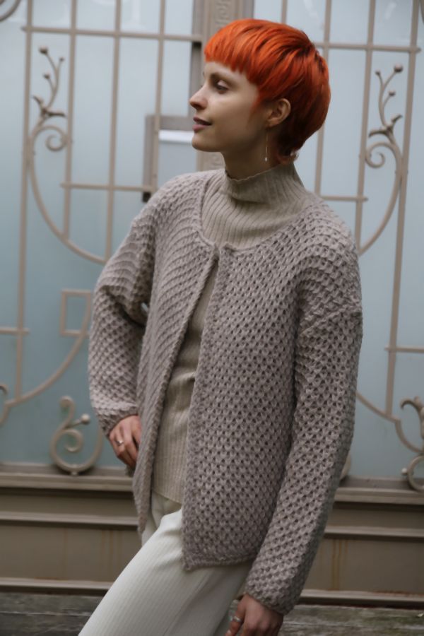 Tricot cardigan Nowi nm20 grofgebreid ronde hals